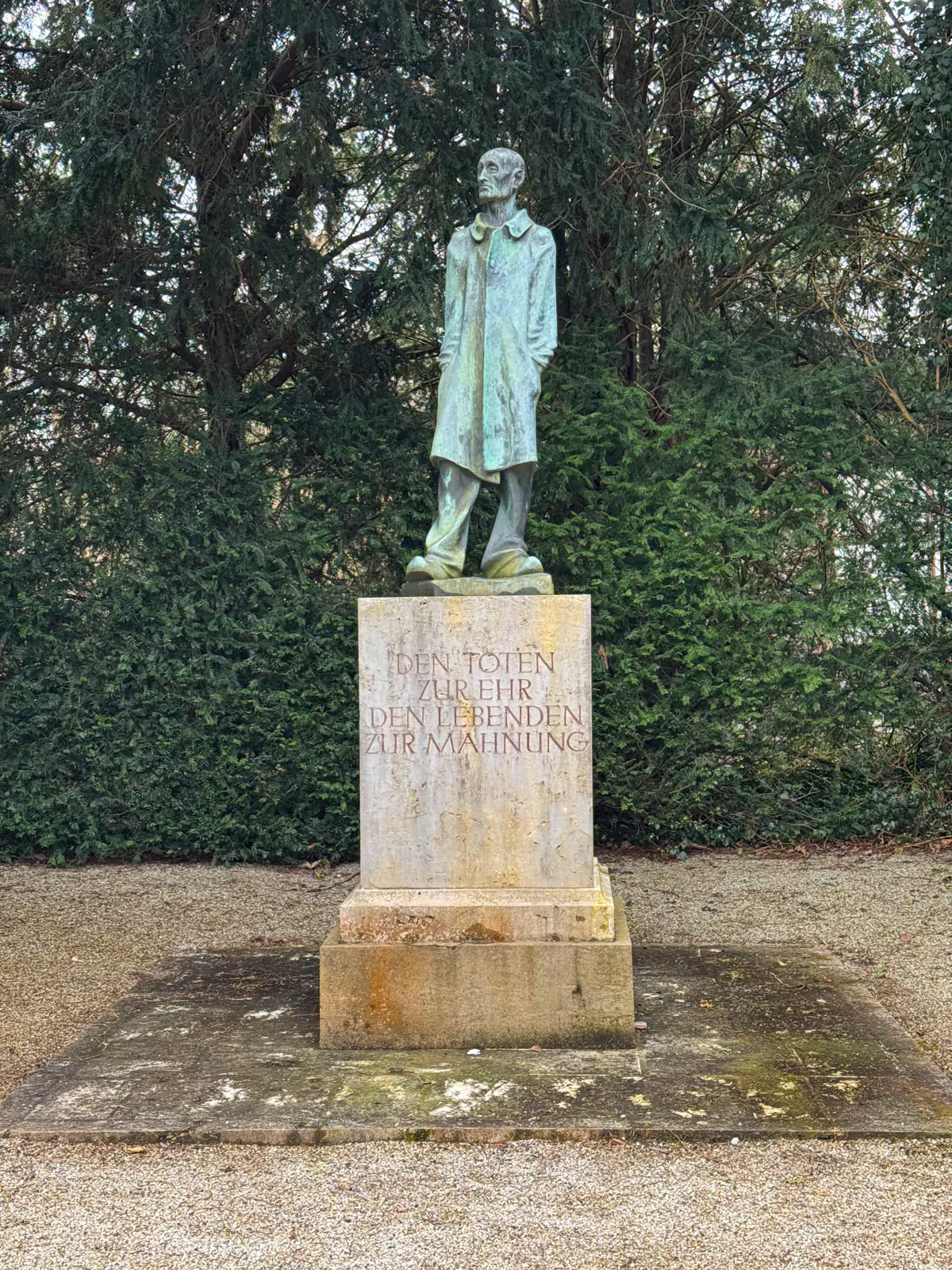 Germany Dachau Concentration Camp Memorial Statue to honor the dead and remind the living