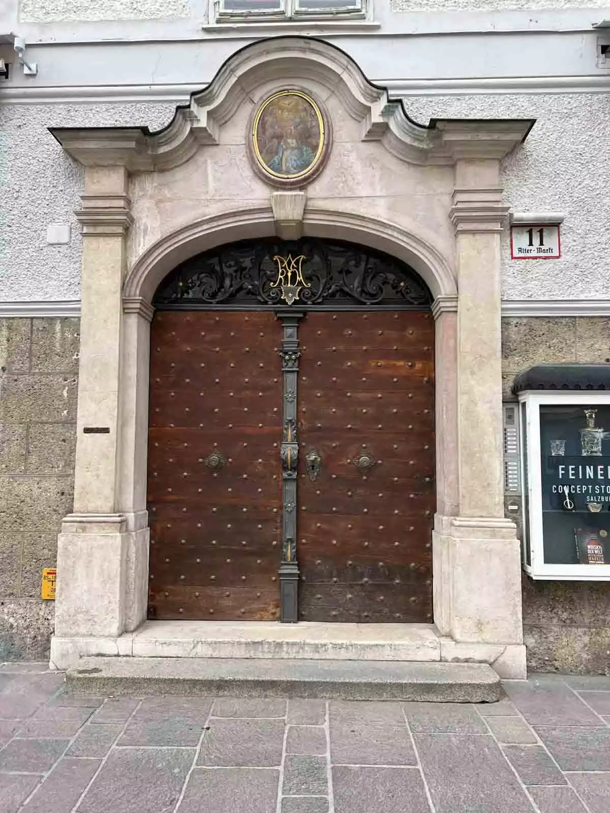 A decorative door in Salzburg, showcasing the city's architectural charm.