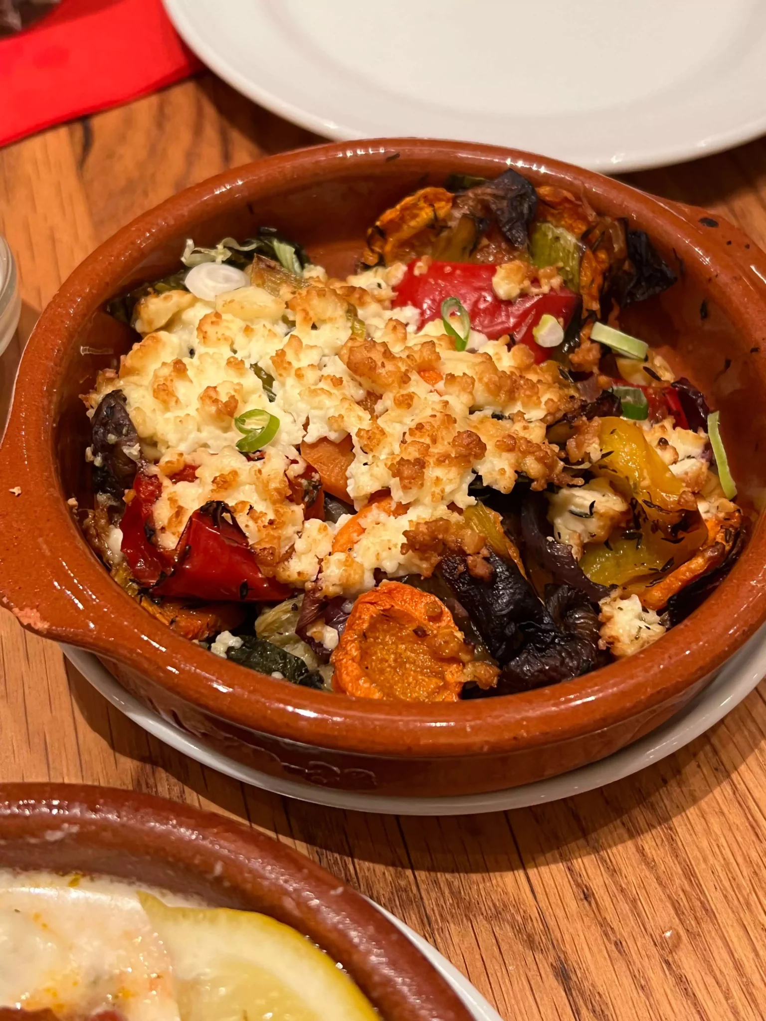 Mixed vegetables topped with feta cheese
