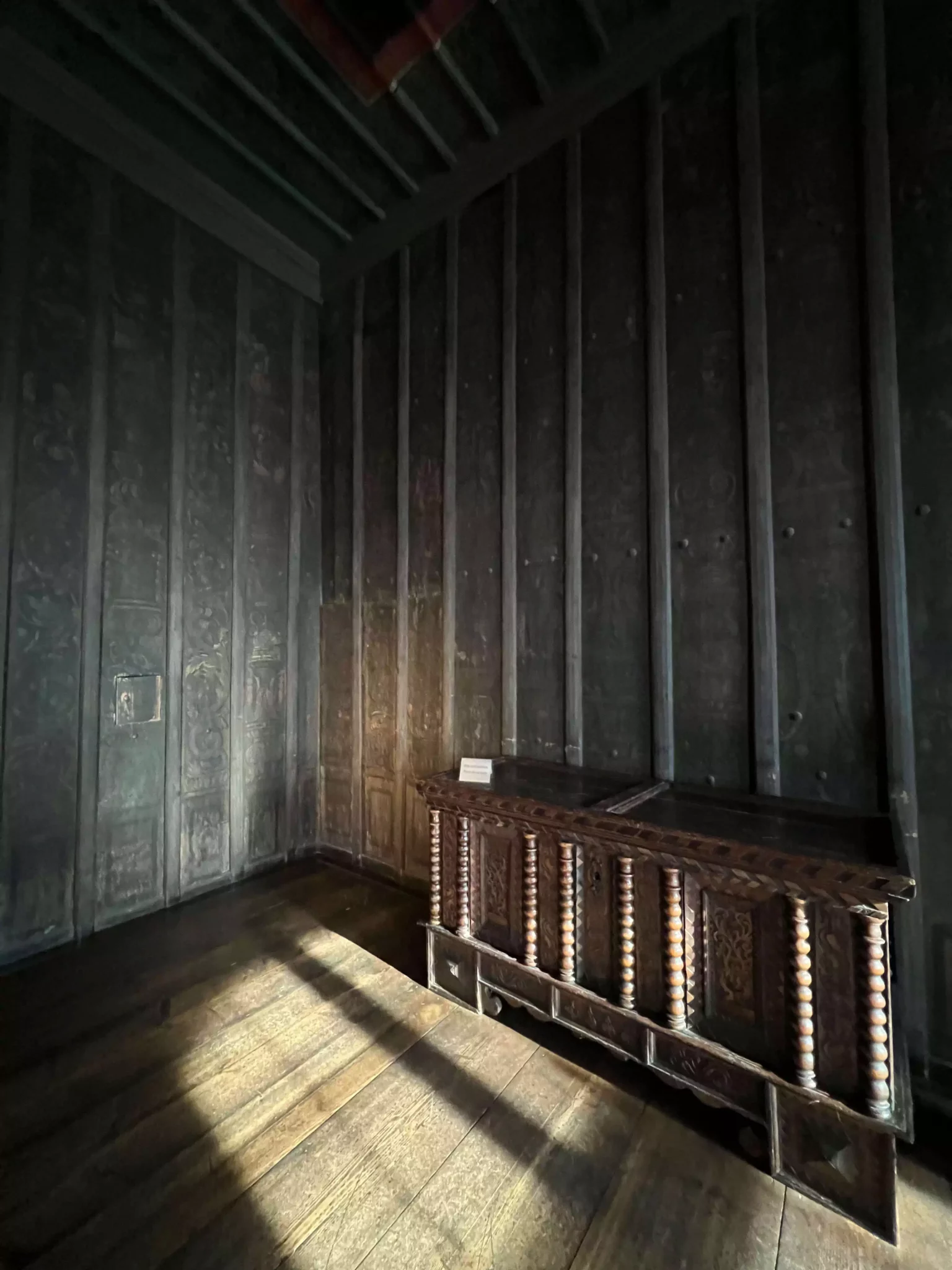 Dark walls inside a room in the Castle