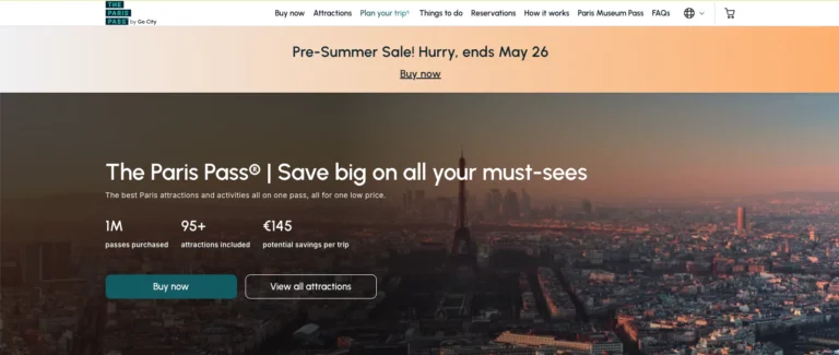The Paris Pass Website Screenshot