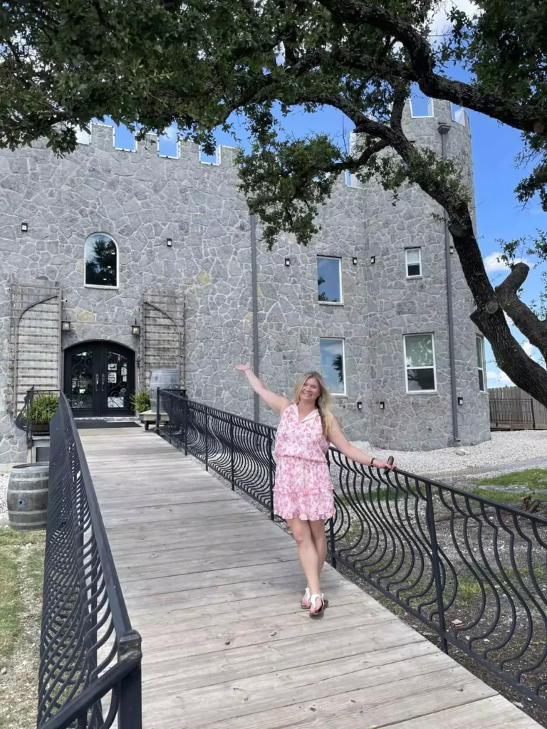Katie at the entrance to chateau de chasse